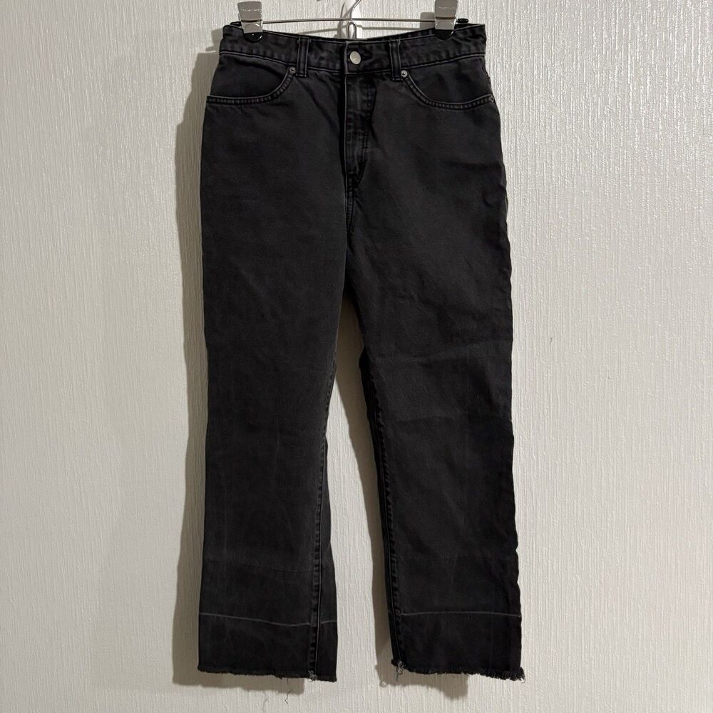 Roxy Black Jeans Denim Straight Leg Fray Hem High Rise Casual Beach Women’s 28